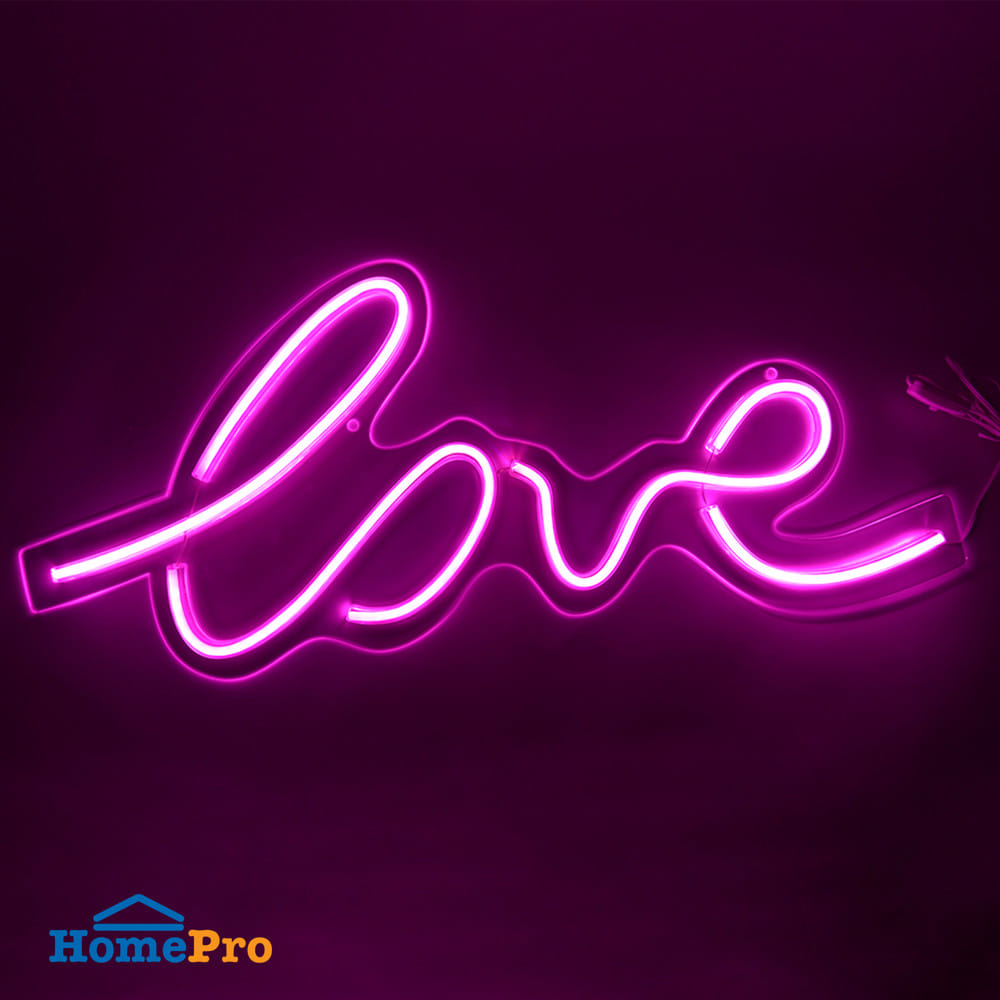 ป้ายไฟ LED CARINI LOVE สีขาว/ชมพู