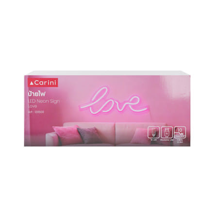 ป้ายไฟ LED CARINI LOVE สีขาว/ชมพู_5