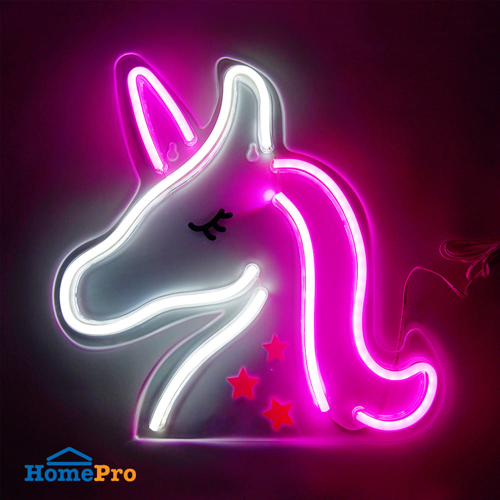 ป้ายไฟ LED CARINI UNICORN สีขาว/ชมพู