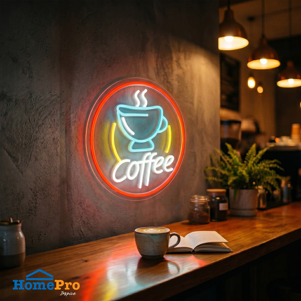 ป้ายไฟ LED CARINI COFFEE 10 วัตต์ สีแดง/เหลือง/น้ำเงิน/ขาว