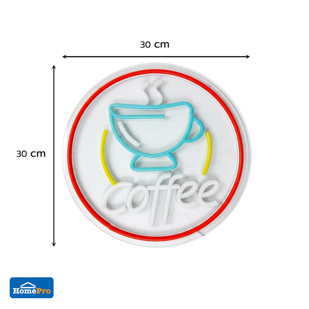 ป้ายไฟ LED CARINI COFFEE 10 วัตต์ สีแดง/เหลือง/น้ำเงิน/ขาว