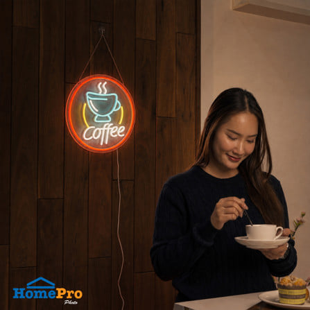 ป้ายไฟ LED CARINI COFFEE 10 วัตต์ สีแดง/เหลือง/น้ำเงิน/ขาว_6