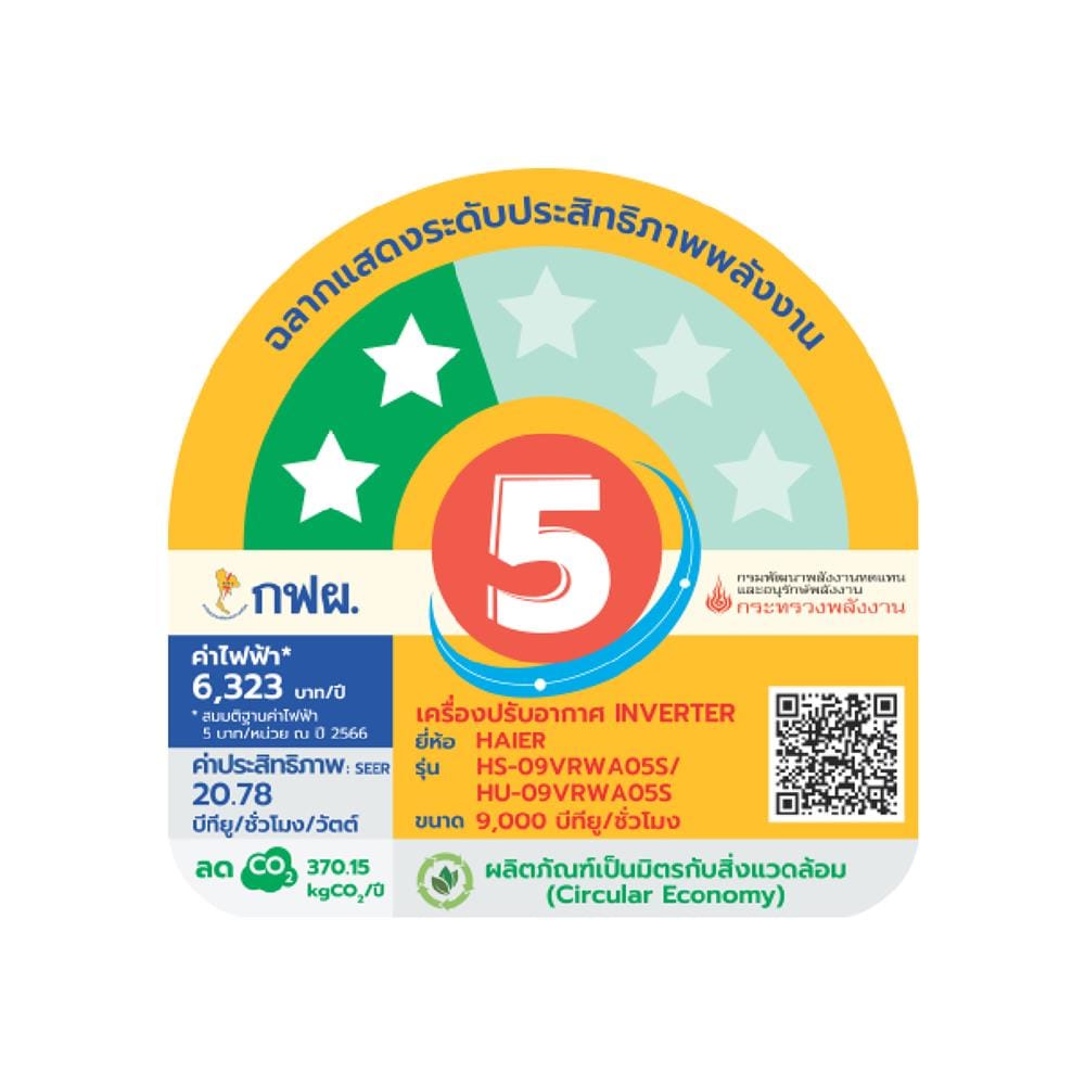 แอร์ผนัง HAIER HSU-09VRWA05SBF 9000 บีทียู อินเวอร์เตอร์