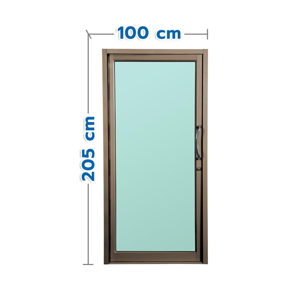 ประตูบานสวิงเดี่ยว อะลูมิเนียม AZLE 100x205 ซม. สีชา