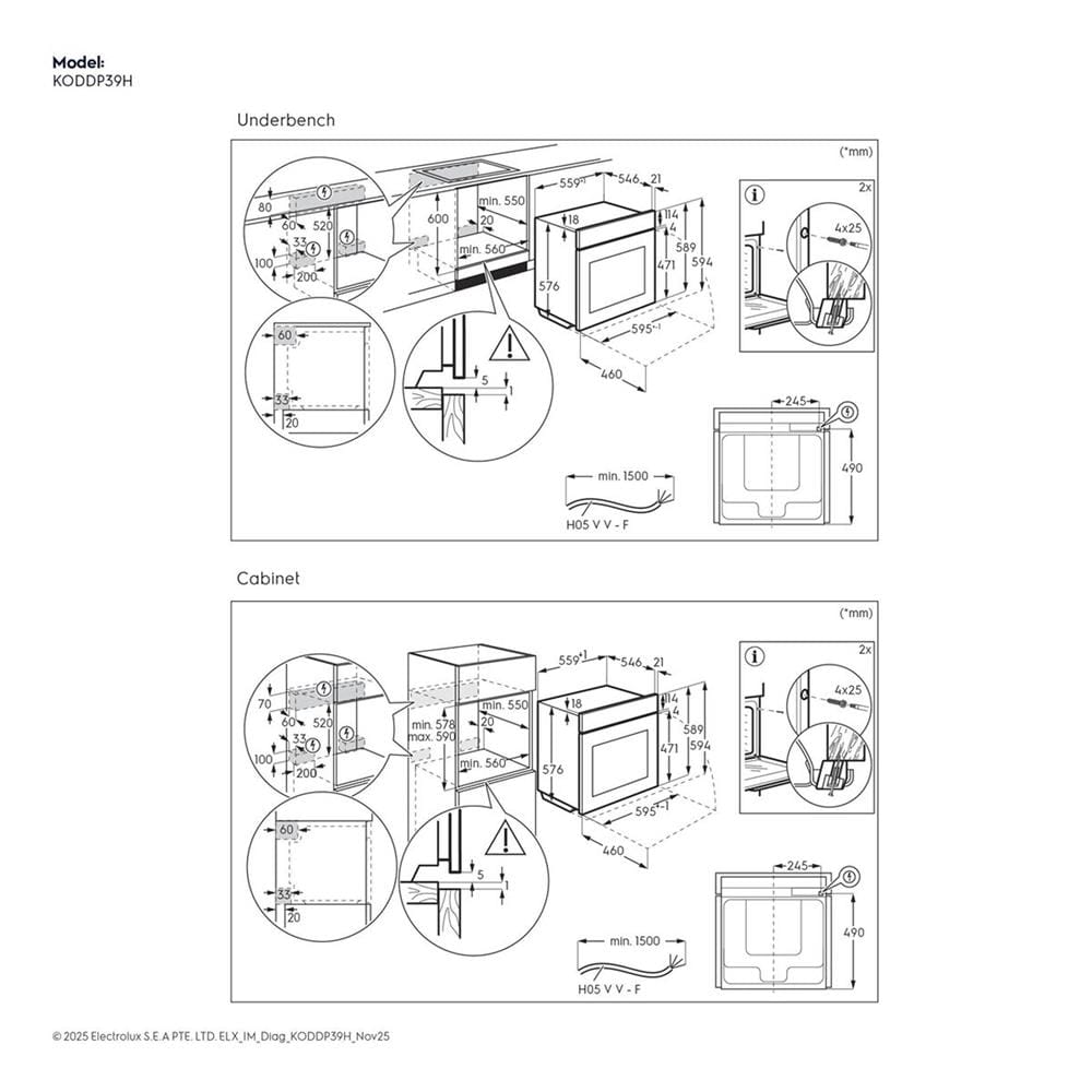 ไมโครเวฟฝัง+เตาอบฝัง ELECTROLUX EMFB25BC+KODDP39H