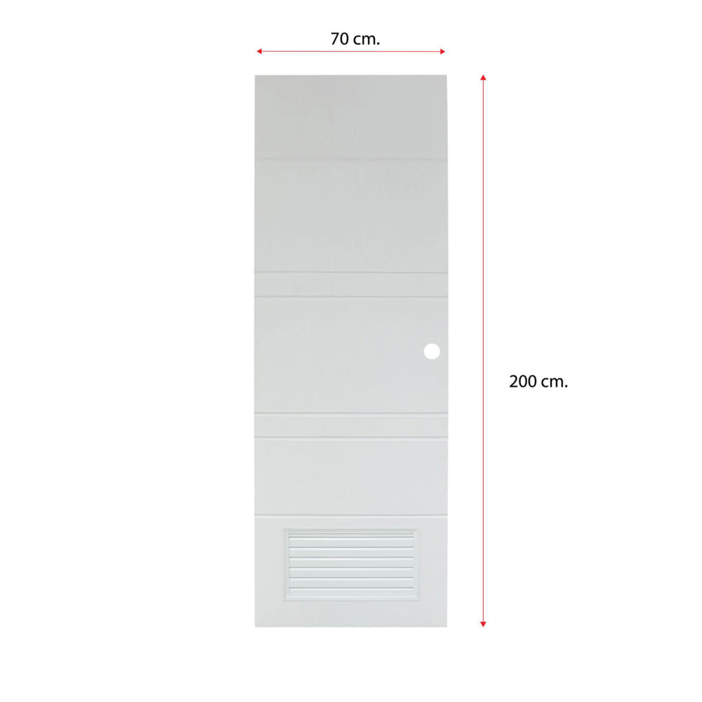 ประตูห้องน้ำ UPVC เจาะลูกบิด MODERNWOOD MLIR010 70x200 เกล็ดล่าง สีขาว