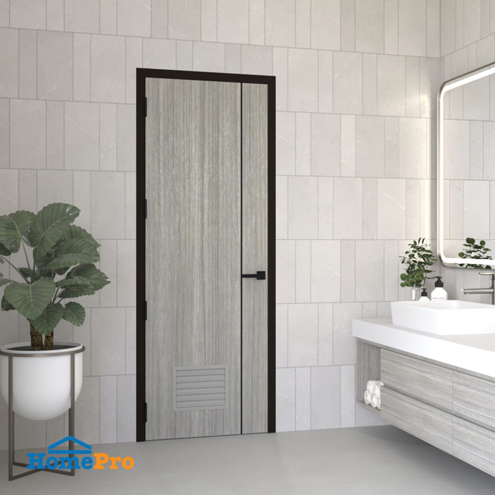 ประตูห้องน้ำ UPVC เจาะรูลูกบิด PARAZZO PL-0170x200 ซม. สีเท็กซัส โอ๊ค