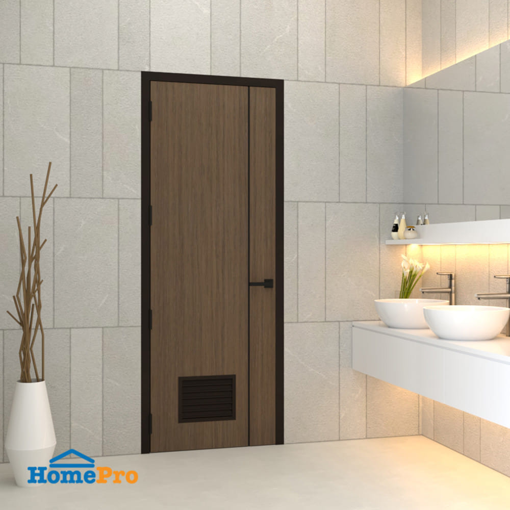 ประตูห้องน้ำ UPVC เจาะรูลูกบิด PARAZZO PL-01 70x200 ซม. สีช็อคโกแลต