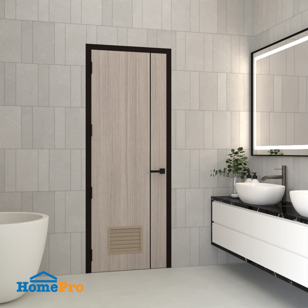 ประตูห้องน้ำ UPVC เจาะรูลูกบิด PARAZZO PL-01 70x200 ซม. สีลาเต้