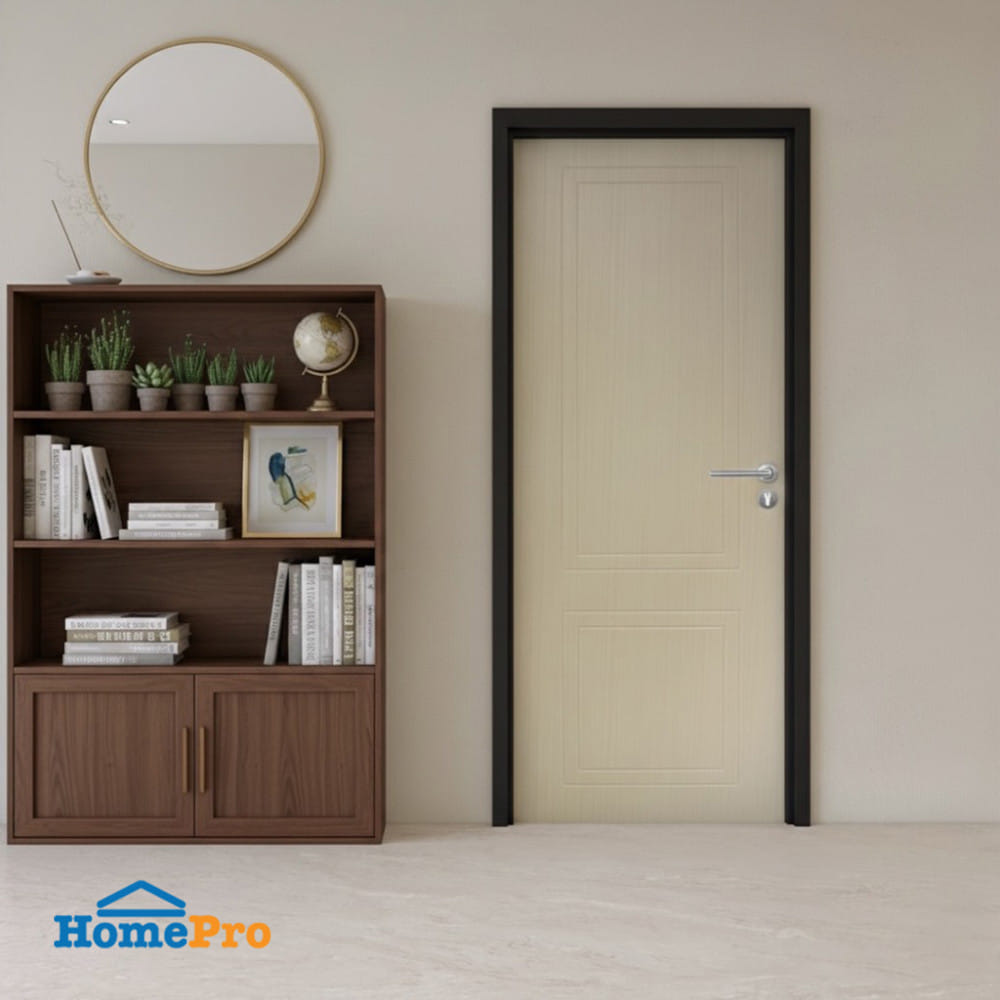 ประตูภายใน UPVC MODERNWOOD LMWNR017 80x200 ซม. สีไลท์โอ๊ค เจาะลูกบิด