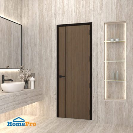 ประตูห้องน้ำ UPVC เจาะลูกบิด PARAZZO PN-01 70x200 ซม. สีช็อคโกแลต_2