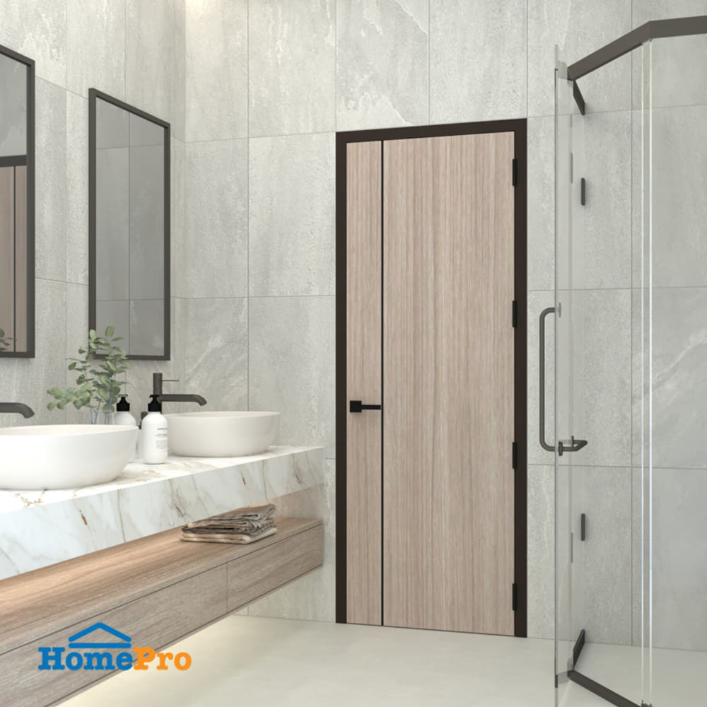 ประตูห้องน้ำ UPVC เจาะลูกบิด PARAZZO PN-01 70x200 ซม. สีลาเต้