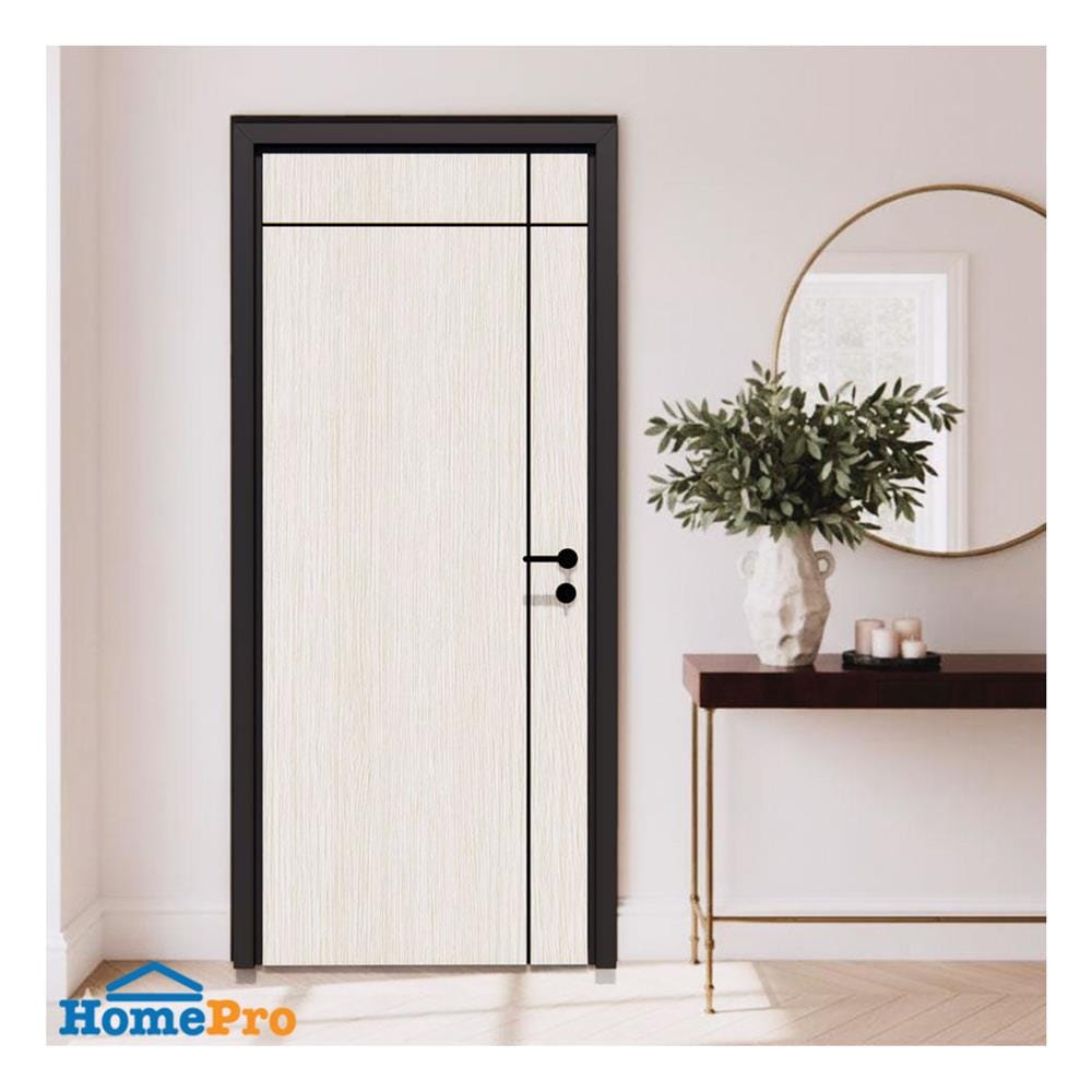 ประตูภายใน UPVC ไม่เจาะลูกบิด PARAZZO PUN06 80x200 ซม. สีสักเทา