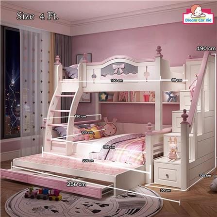 เตียง 2 ชั้น 5 ฟุต DREAM CAR KID DREAMY BOW สีชมพู_3