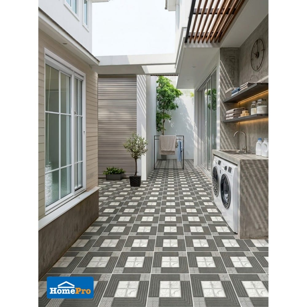 กระเบื้องพื้น 12x12 นิ้ว ภูผา ปิ่นเพชร ดำ A 1 ตร.ม.