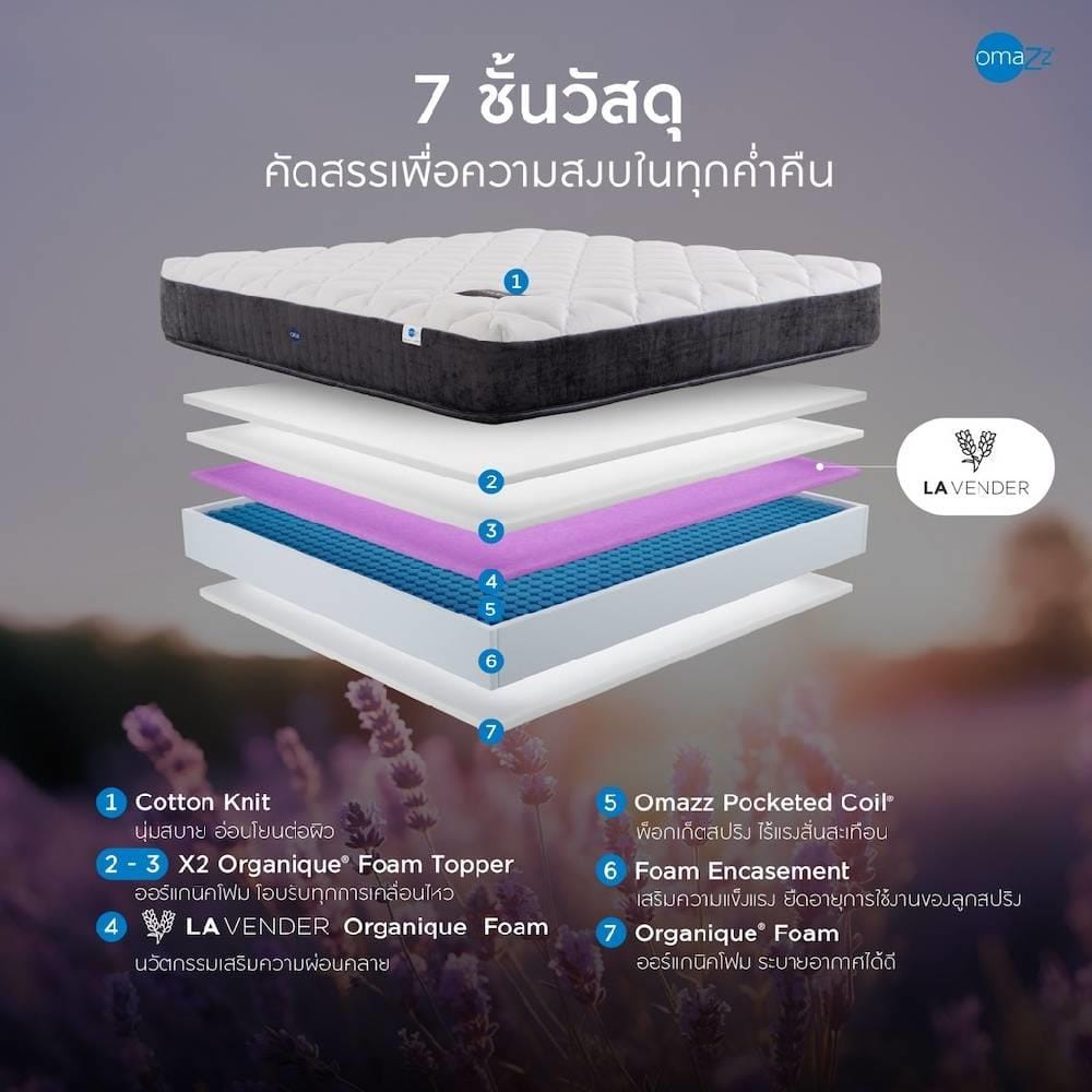 ที่นอน 3.5 ฟุต OMAZZ FINCHLEY (พร้อมชุดเครื่องนอน 6 ชิ้น)