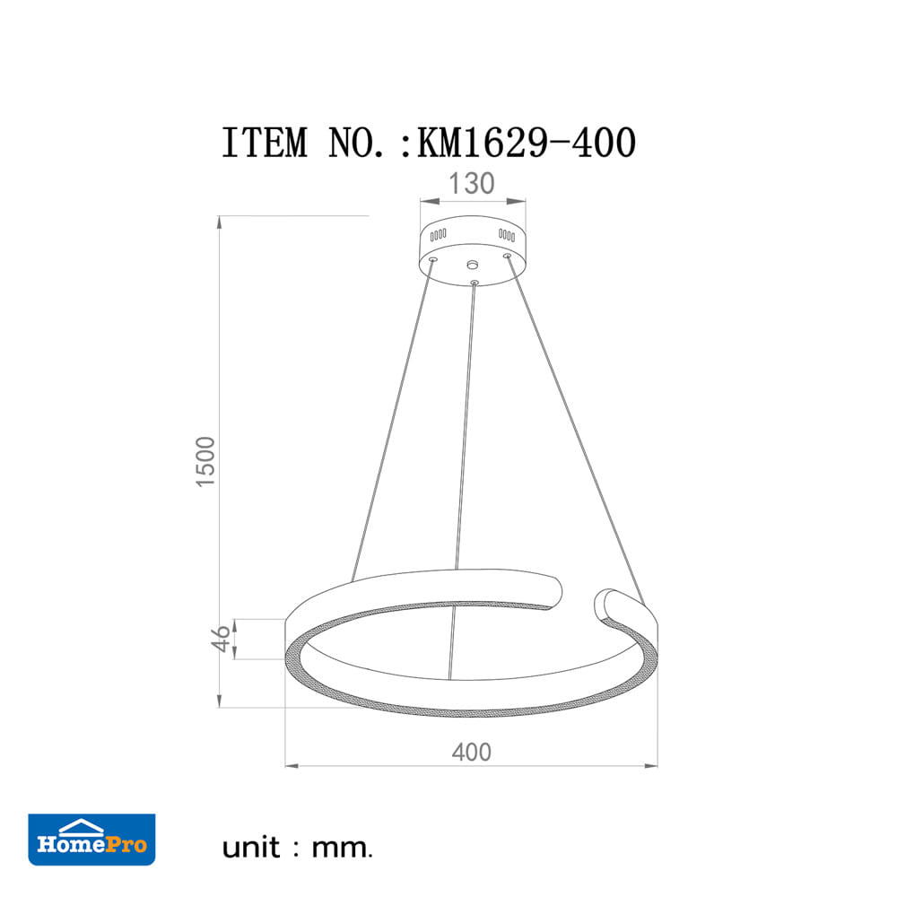 ไฟช่อ LED CARINI KM1629-400mm 20 วัตต์ DAYLIGHT/COOL WHITE/WARM WHITE สีขาว/โรสโกลด์ 1 หัว