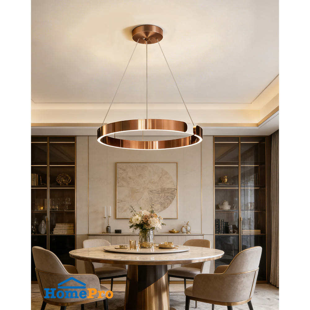 ไฟช่อ LED CARINI KM1629-600mm 30 วัตต์ DAYLIGHT/COOL WHITE/WARM WHITE สีขาว/โรสโกลด์ 1 หัว