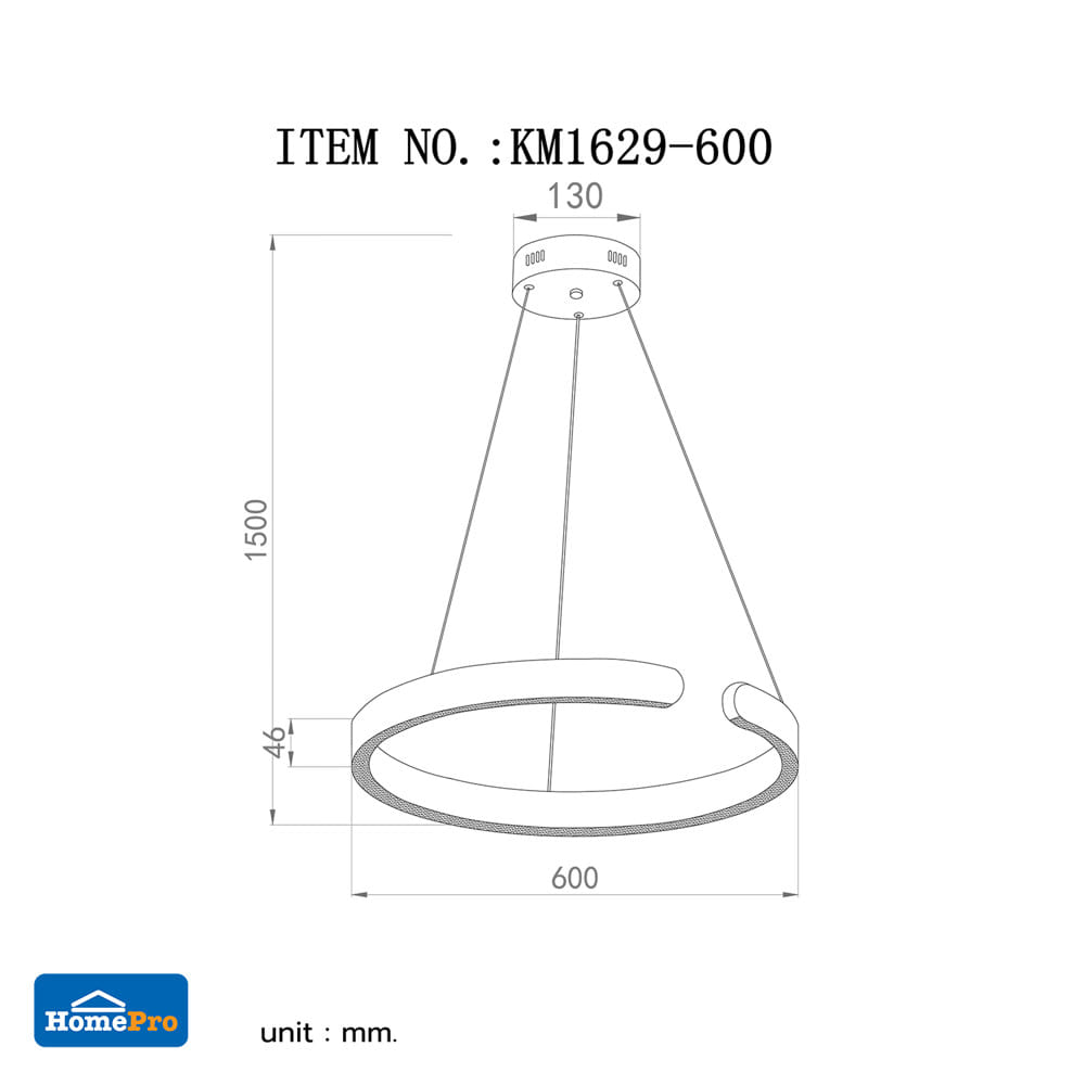 ไฟช่อ LED CARINI KM1629-600mm 30 วัตต์ DAYLIGHT/COOL WHITE/WARM WHITE สีขาว/โรสโกลด์ 1 หัว