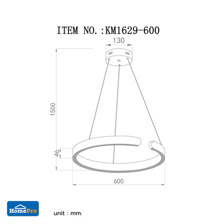ไฟช่อ LED CARINI KM1629-600mm 30 วัตต์ DAYLIGHT/COOL WHITE/WARM WHITE สีขาว/โรสโกลด์ 1 หัว_3