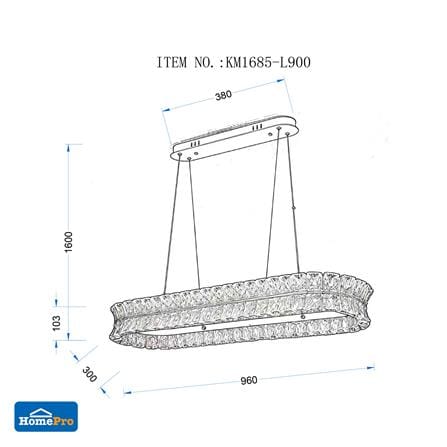 ไฟช่อ LED CARINI KM1685-L900mm 48 วัตต์ DAYLIGHT/COOL WHITE/WARM WHITE สีทอง/ขาว 1 หัว_7