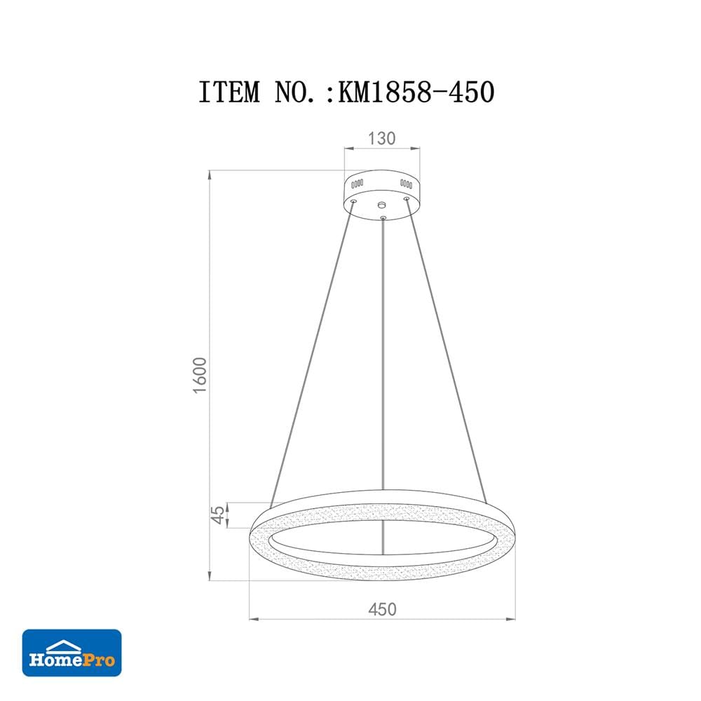 ไฟช่อ LED CARINI KM1858-450 24 วัตต์ DAYLIGHT/COOL WHITE/WARM WHITE สีใส/เงิน 1 หัว