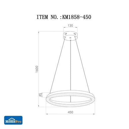 ไฟช่อ LED CARINI KM1858-450 24 วัตต์ DAYLIGHT/COOL WHITE/WARM WHITE สีใส/เงิน 1 หัว_5
