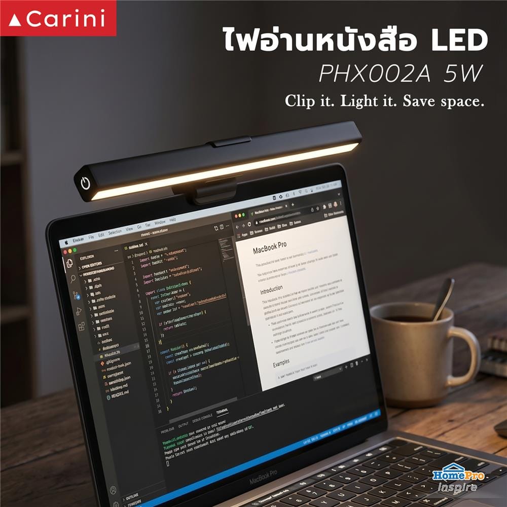 ไฟอ่านหนังสือ LED CARINI PHX002A 5 วัตต์ สีดำ