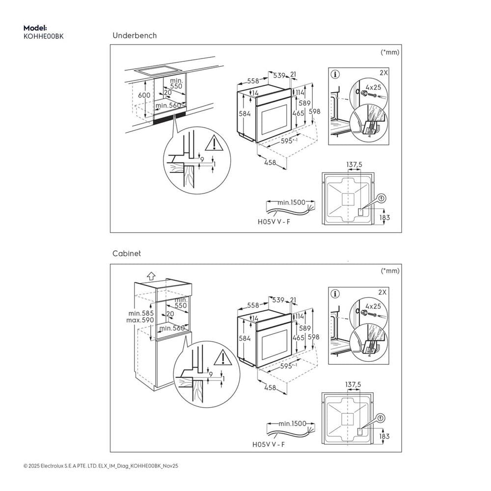 ไมโครเวฟฝัง+เตาอบฝัง ELECTROLUX EMFB20BG+KOHHE00BK