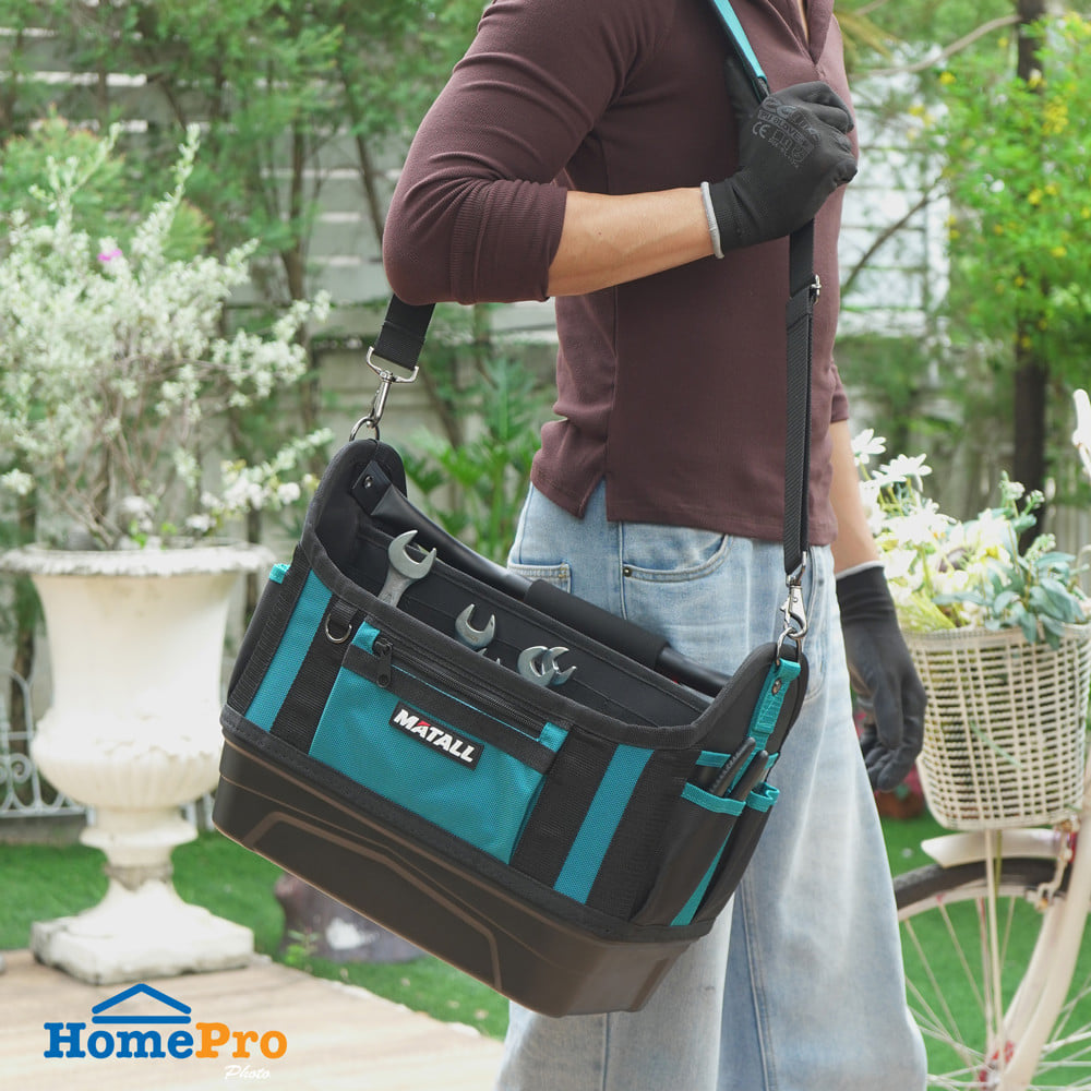 กระเป๋าเครื่องมือช่างสำหรับงานหนัก พร้อมฐานพลาสติก MATALL HP-111 สีดำ/ฟ้า