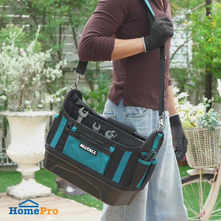 กระเป๋าเครื่องมือช่างสำหรับงานหนัก พร้อมฐานพลาสติก MATALL HP-111 สีดำ/ฟ้า_4