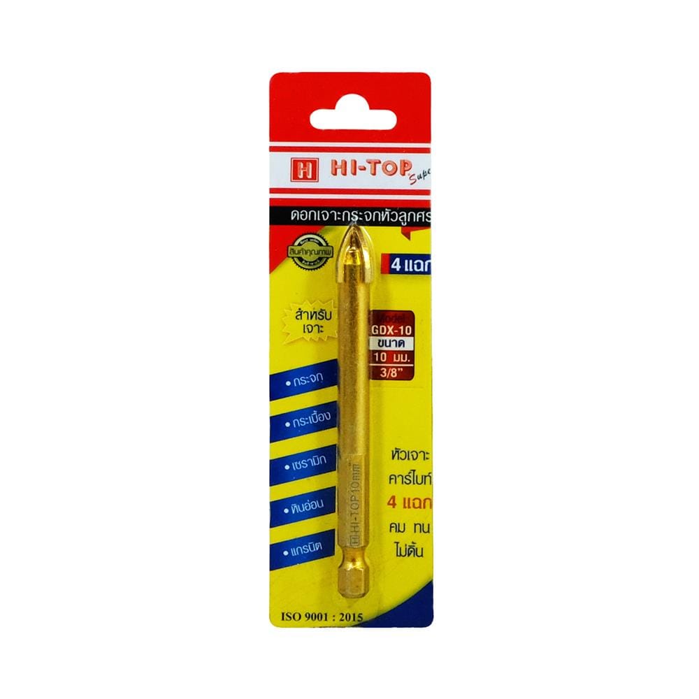 ดอกเจาะกระจกหัวลูกศร 4 แฉก HI-TOP GDX-10 3/8 นิ้ว