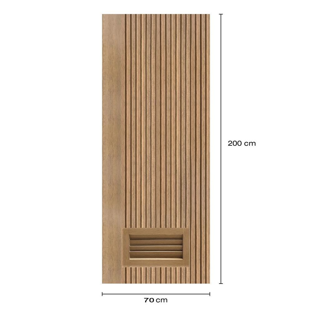 ประตูห้องน้ำโพลีสไตรีน ไม่เจาะลูกบิด LINDEKOR VERTICAL 70x200 ซม. สีสักด้าน (เปิดด้านขวา เข้าด้านใน)