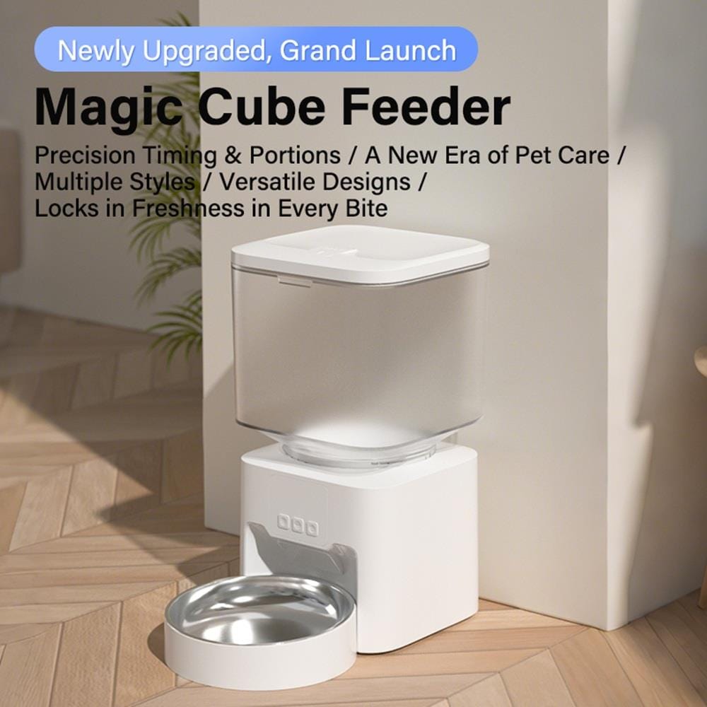 เครื่องให้อาหารสัตว์เลี้ยงอัตโนมัติ ELSPET MAGIC CUBE สีขาว