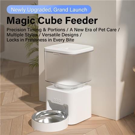 เครื่องให้อาหารสัตว์เลี้ยงอัตโนมัติ ELSPET MAGIC CUBE สีขาว_1