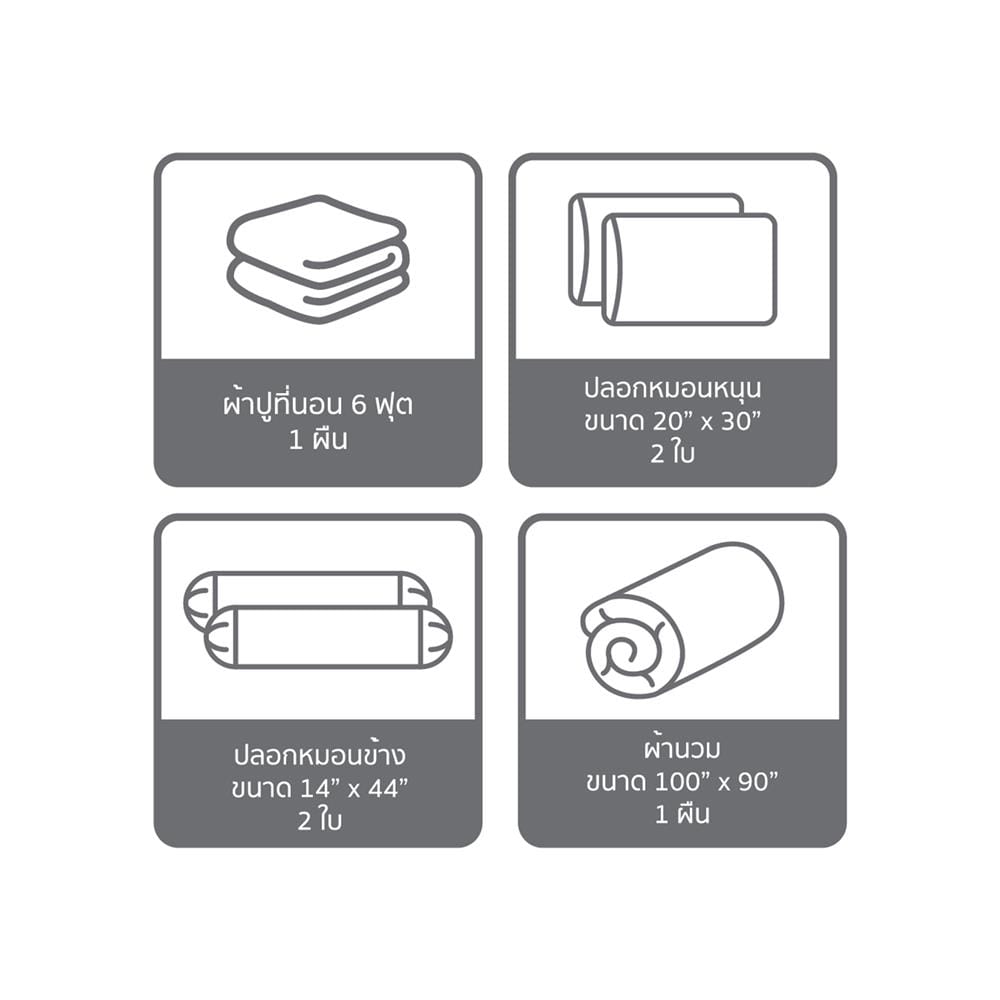 ชุดผ้าปูที่นอน 6 ฟุต (ชุด 6 ชิ้น) SATIN PLUS PRINTED SERIES PP036