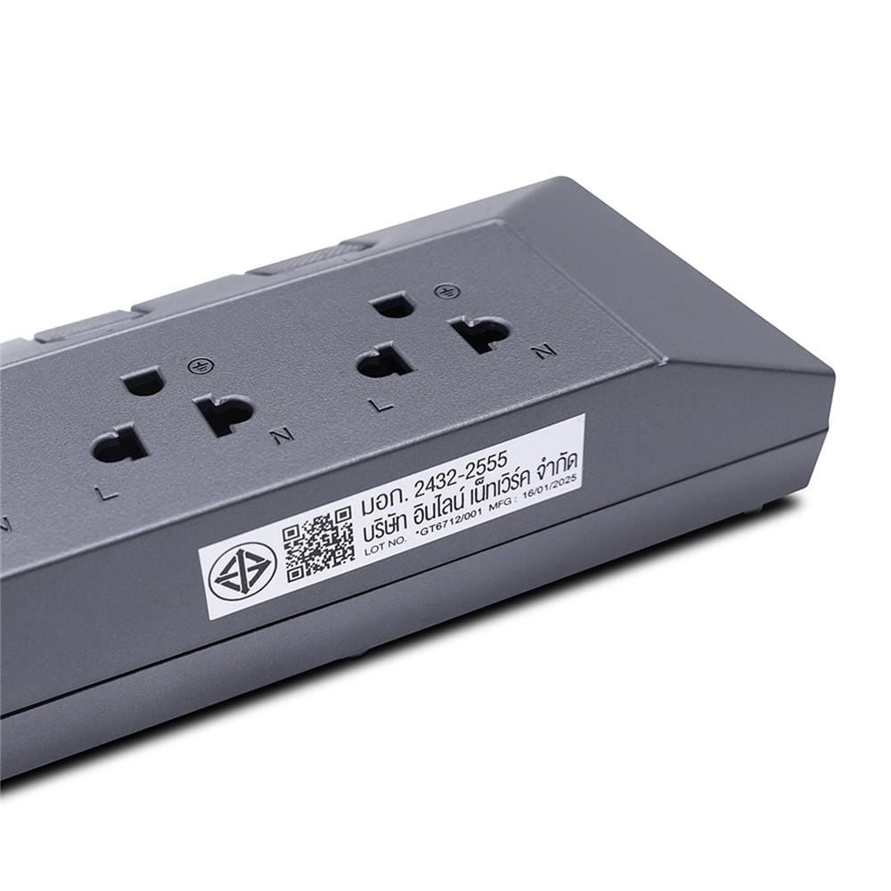 รางปลั๊กไฟ 8 ช่อง 8 สวิตซ์ 2 USB-A 2 USB-C VEXXO STUDIO POWERSTRIP 3 ม. สีเทา