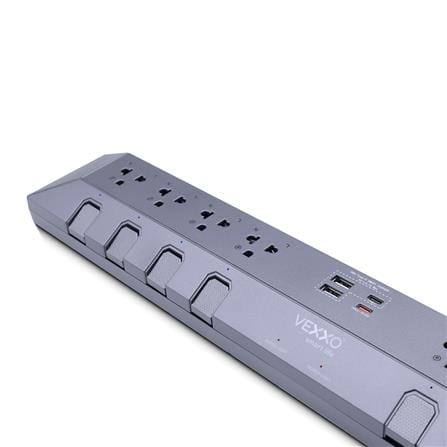 รางปลั๊กไฟ 8 ช่อง 8 สวิตซ์ 2 USB-A 2 USB-C VEXXO STUDIO POWERSTRIP 3 ม. สีเทา_4