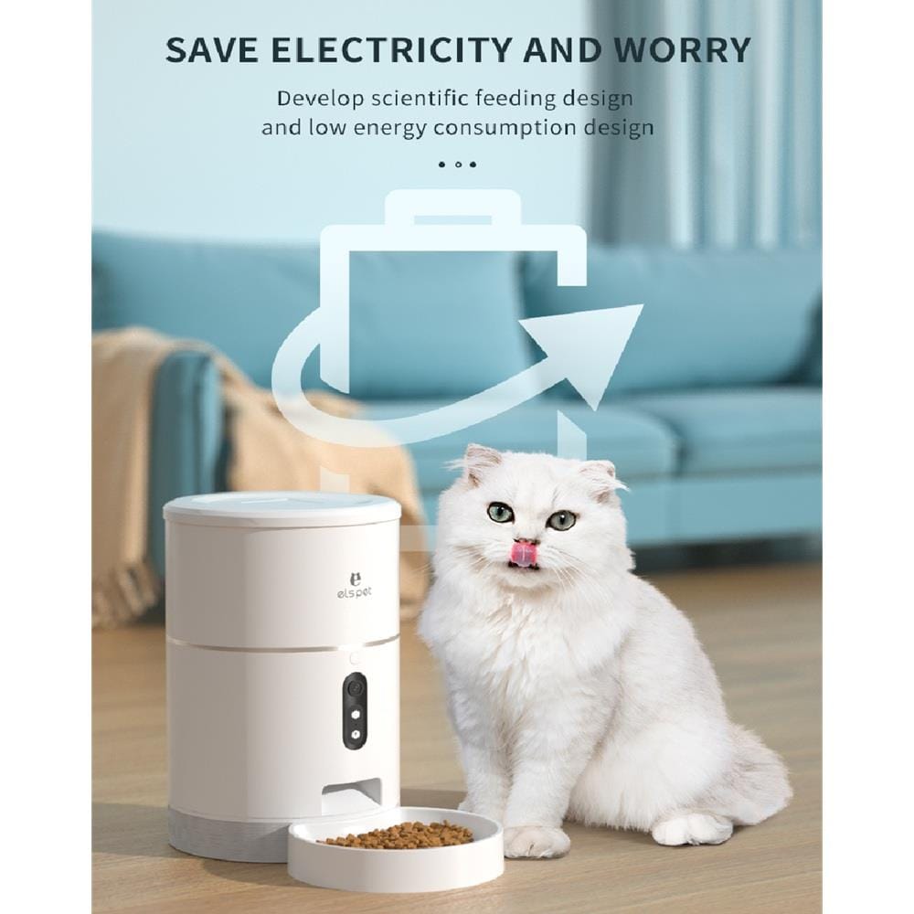 เครื่องให้อาหารสัตว์เลี้ยงอัตโนมัติ ELSPET PUREWHITE C สีขาว
