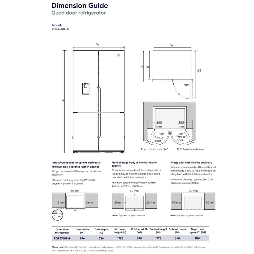 ตู้เย็น MULTI DOOR ELECTROLUX EQE5760B-B 19.8 คิว สีดำ