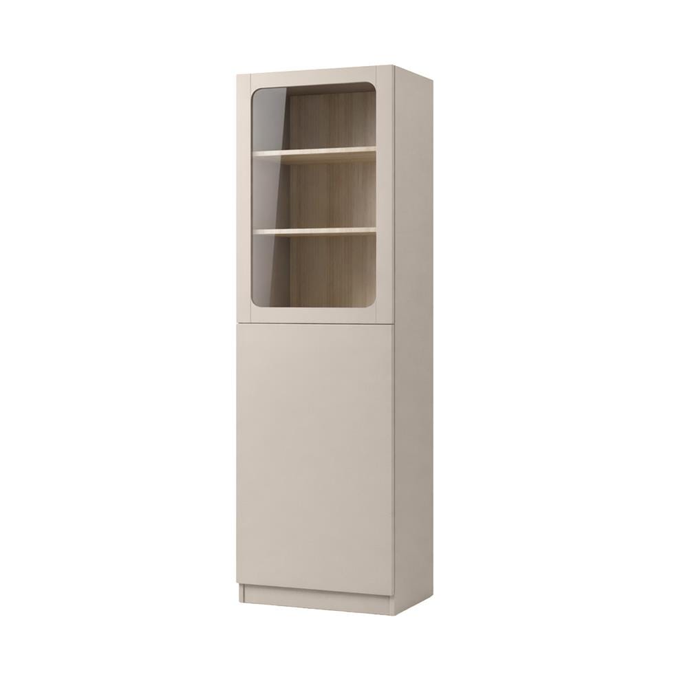 ตู้โชว์ 2 บานเปิด FURDINI KEEPER+ 60 ซม. สี LIGHT OAK/SOFT BEIGE/กระจกใส