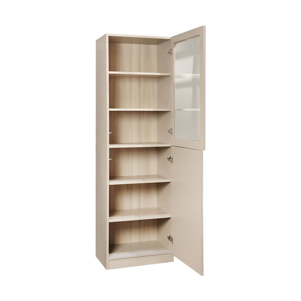 ตู้โชว์ 2 บานเปิด FURDINI KEEPER+ 60 ซม. สี LIGHT OAK/SOFT BEIGE/กระจกใส