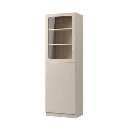 ตู้โชว์ 2 บานเปิด FURDINI KEEPER+ 60 ซม. สี LIGHT OAK/SOFT BEIGE/กระจกใส