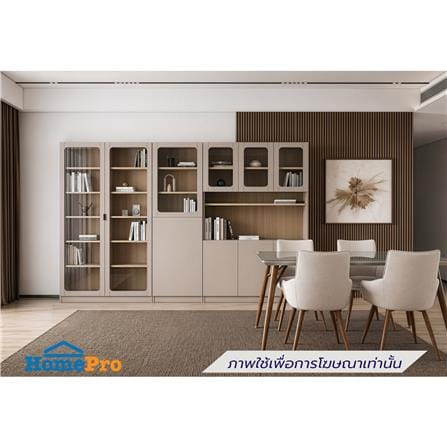 ตู้โชว์ 2 บานเปิด FURDINI KEEPER+ 60 ซม. สี LIGHT OAK/SOFT BEIGE/กระจกใส_4