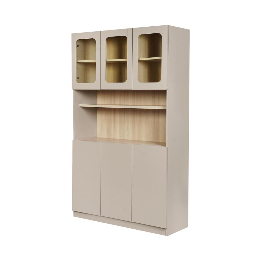 ตู้สูง FURDINI KEEPER+ 120 ซม. สี LIGHT OAK/SOFT BEIGE/กระจกใส