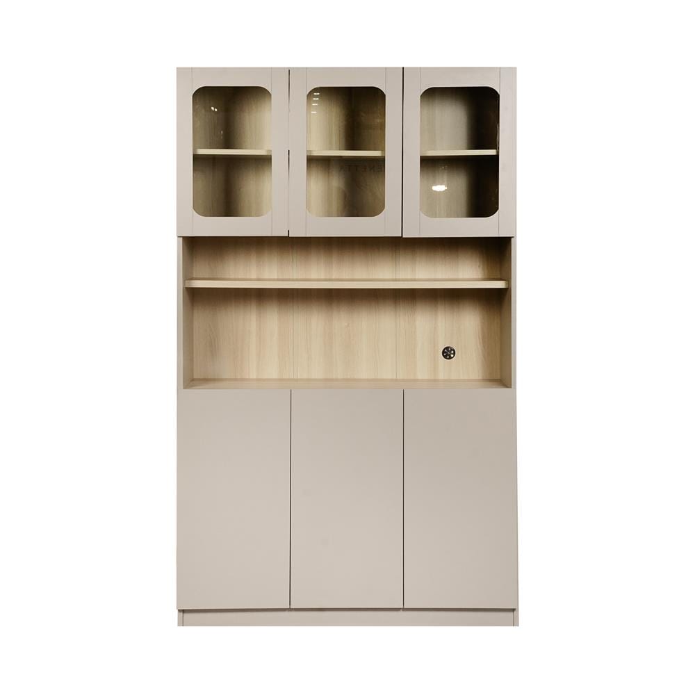 ตู้สูง FURDINI KEEPER+ 120 ซม. สี LIGHT OAK/SOFT BEIGE/กระจกใส