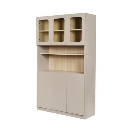 ตู้สูง FURDINI KEEPER+ 120 ซม. สี LIGHT OAK/SOFT BEIGE/กระจกใส