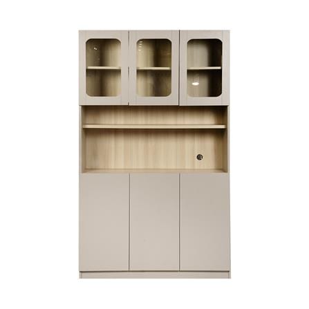 ตู้สูง FURDINI KEEPER+ 120 ซม. สี LIGHT OAK/SOFT BEIGE/กระจกใส_1