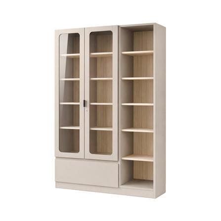 ตู้โชว์ 2 บานเปิด FURDINI KEEPER+ 120 ซม. สี LIGHT OAK/SOFT BEIGE/กระจกใส