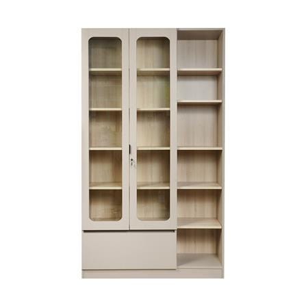 ตู้โชว์ 2 บานเปิด FURDINI KEEPER+ 120 ซม. สี LIGHT OAK/SOFT BEIGE/กระจกใส_1